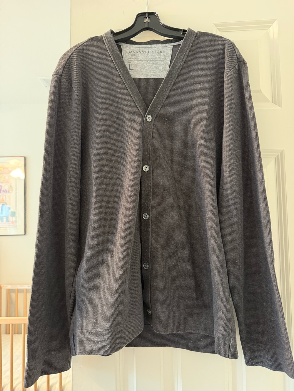 Banana Republic Men's Gray V-Neck Button Cardigan